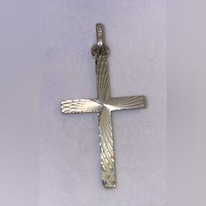 Vintage sterling silver diamond cut cross charm